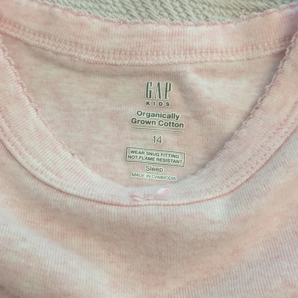 GAP Light Pink Two-Piece Long Sleeve Organic Cotton Soft Pajama Set Girls Sz 14